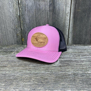 RIVER ELK LEATHER PATCH HAT - RICHARDSON 112 Leather Patch Hats Hells Canyon Designs # Pink/Black 