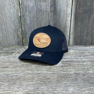RIVER ELK LEATHER PATCH HAT - RICHARDSON 112 Leather Patch Hats Hells Canyon Designs # Solid Black 