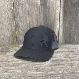 SASQUATCH BLACK LEATHER PATCH HAT RICHARDSON 112 Leather Patch Hats Hells Canyon Designs # Solid Black 
