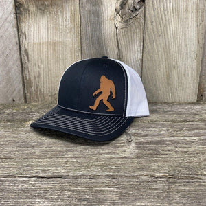 SASQUATCH LEATHER PATCH HAT - RICHARDSON 112 Leather Patch Hats Hells Canyon Designs Black/White 