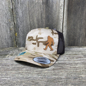 SASQUATCH LEATHER PATCH HAT - SNAPBACK Leather Patch Hats Hells Canyon Designs Arid/Brown Multicam 