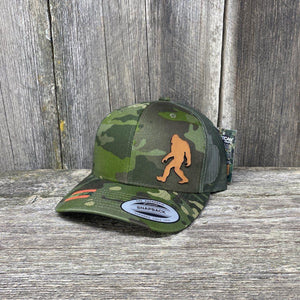 SASQUATCH LEATHER PATCH HAT - SNAPBACK Leather Patch Hats Hells Canyon Designs Green Jungle Multicam 