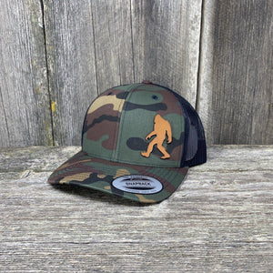 SASQUATCH LEATHER PATCH HAT - SNAPBACK Leather Patch Hats Hells Canyon Designs Tropical Multicam 