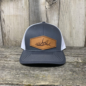 The Big Elk Rack Hat Leather Patch Hats Hells Canyon Designs Charcoal/White 