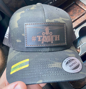 #TMFH LEATHER PATCH HAT Leather Patch Hats Hells Canyon Designs Black Multicam 