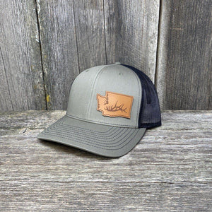 Washington Elk Patch Hat Richardson 112 Leather Patch Hats Hells Canyon Designs Loden/Black 