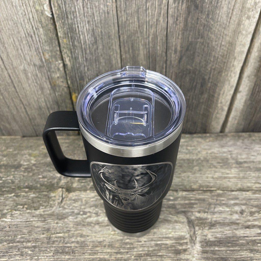 WHITETAIL DEER BLACK 20oz COFFEE MUG Tumbler Hells Canyon Designs 