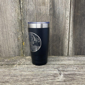 WHITETAIL DEER BLACK 20oz ENGRAVED TUMBLER Tumbler Hells Canyon Designs 