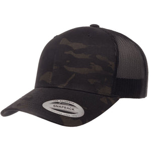 YP CLASSICS 6606 CAMO LEATHER PATCH HAT | HAND SEWN PATCHES Leather Patch Hats Hells Canyon Designs Black Multicam 