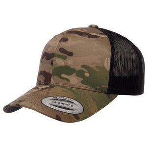 YP CLASSICS 6606 CAMO LEATHER PATCH HAT | HAND SEWN PATCHES Leather Patch Hats Hells Canyon Designs Multicam Green/Black 