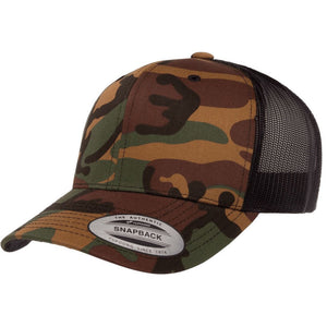 YP CLASSICS 6606 CAMO LEATHER PATCH HAT | HEAT PRESSED PATCHES Leather Patch Hats Hells Canyon Designs BDU/Black 
