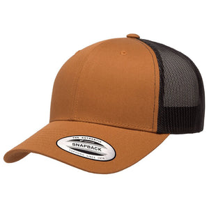 YP CLASSICS 6606 CUSTOM LEATHER PATCH HAT | HEAT PRESSED PATCHES Leather Patch Hats Hells Canyon Designs Caramel/Black 