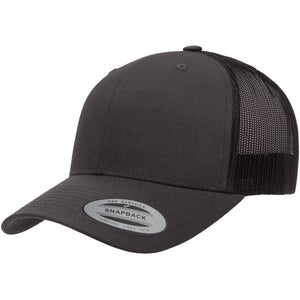 YP CLASSICS 6606 CUSTOM LEATHER PATCH HAT | HEAT PRESSED PATCHES Leather Patch Hats Hells Canyon Designs Charcoal/Black 