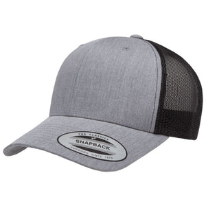 YP CLASSICS 6606 CUSTOM LEATHER PATCH HAT | HEAT PRESSED PATCHES Leather Patch Hats Hells Canyon Designs Heather Grey/Black 