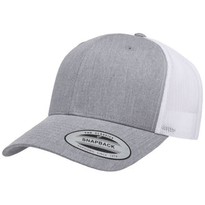 YP CLASSICS 6606 CUSTOM LEATHER PATCH HAT | HEAT PRESSED PATCHES Leather Patch Hats Hells Canyon Designs Heather Grey/White 