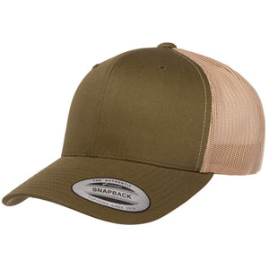 YP CLASSICS 6606 CUSTOM LEATHER PATCH HAT | HEAT PRESSED PATCHES Leather Patch Hats Hells Canyon Designs Moss/Khaki 
