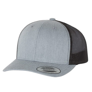 YP CLASSICS 6606 LEATHER PATCH HAT | HAND SEWN PATCHES Leather Patch Hats Hells Canyon Designs Heather Grey/Black 